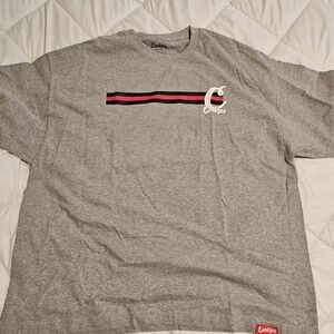 Cookies Men’s Short Sleeve Gray Logo Tee with Red & Black Stripe